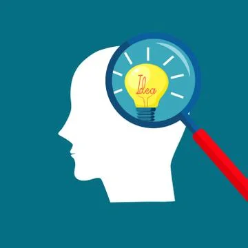 Bright idea form human head. Thinking about success solution New. vector Stock Illustration