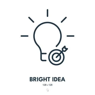 Bright Idea Icon. Creativity, Solution, Innovation. Editable Stroke Stock Illustration
