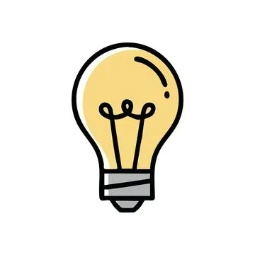 (Bright Idea Light Bulb Icon. This luminous electric lamp illustration repr.. Stock Illustration