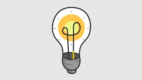 Bright idea lightbulb logo in cartoon animation. Creative inspiration icon. Stock Footage 310039802