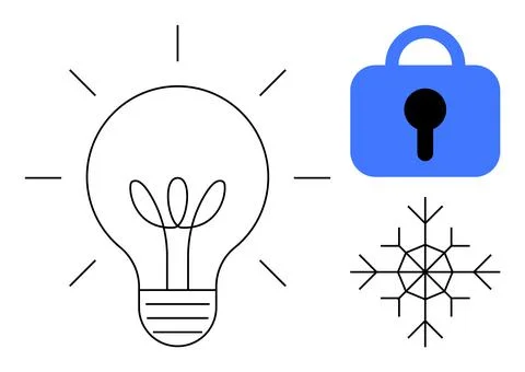 Bright Idea Security Concept with Winter Frost Element Vector Stock Illustration