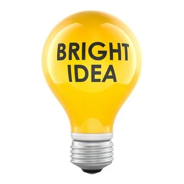 Bright Idea, yellow light bulb. 3D rendering 库存插图