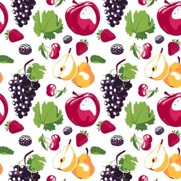 Bright illustration of summer fruits. Design of fruit mixes Stock Illustration