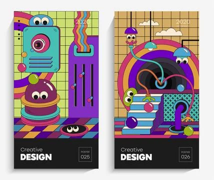 Bright illustrations with pretty faces. The vector is suitable for your pro.. Stock Illustration