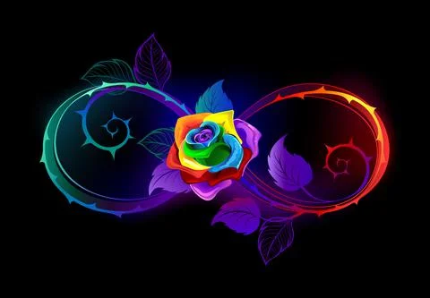 Bright infinity with rainbow rose イラスト素材