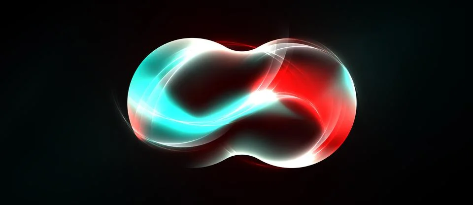 Bright infinity symbol glows. Red, teal colors blend, creating luminous abs.. Stock Illustration