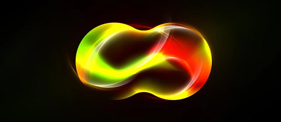Bright infinity symbol glows. Red, yellow, green hues blend seamlessly agains Stock Illustration