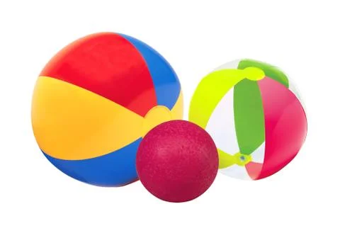 Bright inflatable child balls isolated on white Foto stock