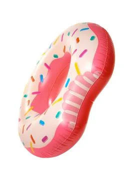 Bright inflatable ring on white background. Summer holidays 스톡 사진