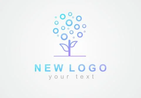 Bright innovative logo with a flower, tree or plant. Technological modern logo. Stock Illustration