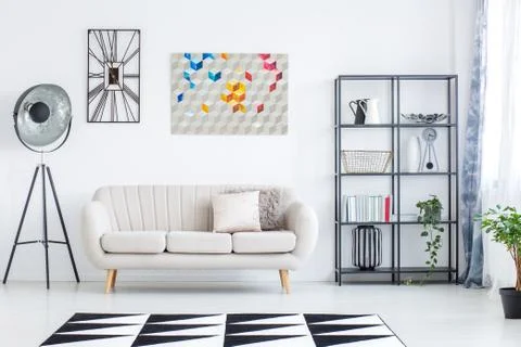 Bright interior with beige sofa Stock-Fotos