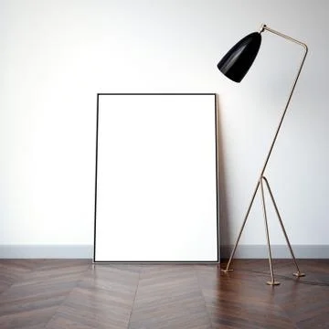 Bright interior with blank white canvas. 3d rendering Stockillustratie