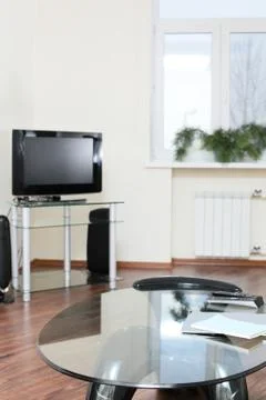 Bright interior of living room Stock Photos