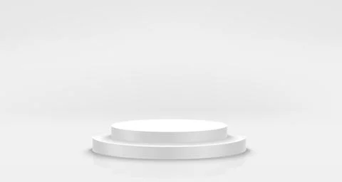 Bright interior with podium. 3d vector illustration with copy space Stock Illustration