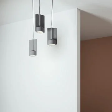 Bright interior with three lamps. 3d rendering Illustrazione stock