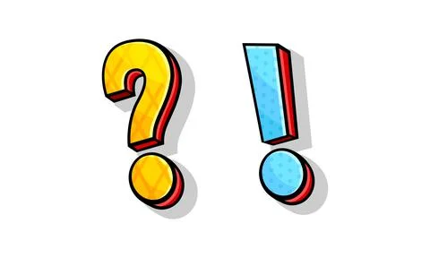 Bright Interrogation and Exclamation Mark as Punctuation Vector Set Stock Illustration