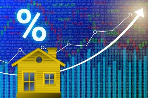 Bright intrest sign isolated on graph and arrow background. Stock Illustration