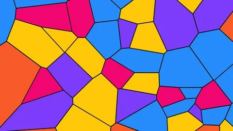 Bright irregular polygons in blue yellow orange pink purple create a vibrant  Иллюстрация