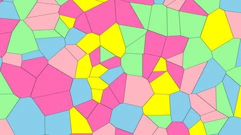 Bright irregular polygons in pink, yellow, blue, green and peach form a livel Stockillustratie