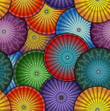 Bright japanese umbrella seamless pattern. Vector Illustration Stock Illustration