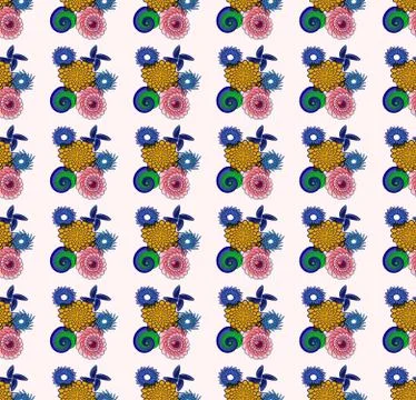 Bright joyful seamless pattern of spiral shapes and shades of color Stock Illustration