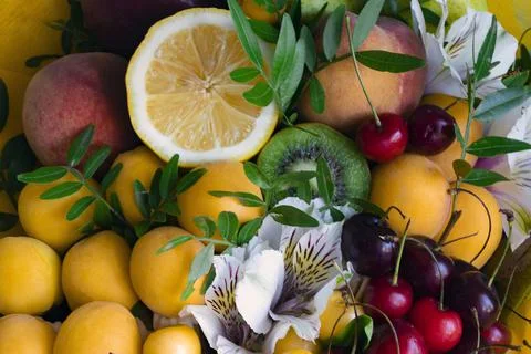 Bright juicy background is composition Stock Photos