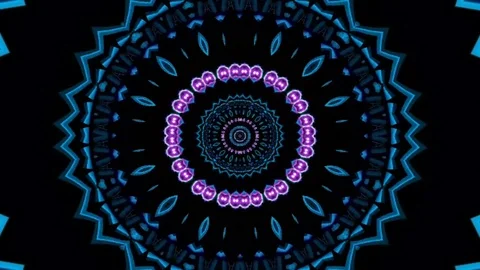 Bright kaleidoscope circular pattern of brightly colored flowers Stock Footage 126259182