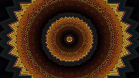 Bright kaleidoscope circular pattern of brightly colored flowers Stock Footage 126259238