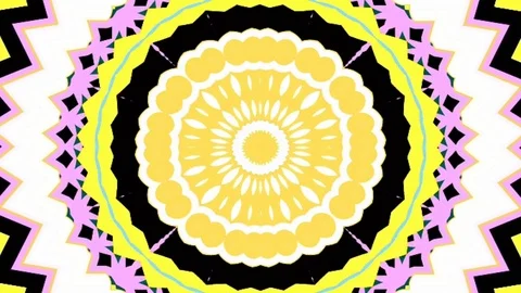 Bright kaleidoscope circular pattern of brightly colored flowers Stock Footage 126259309