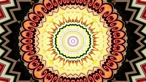 Bright kaleidoscope circular pattern of brightly colored flowers Stock Footage 126259910