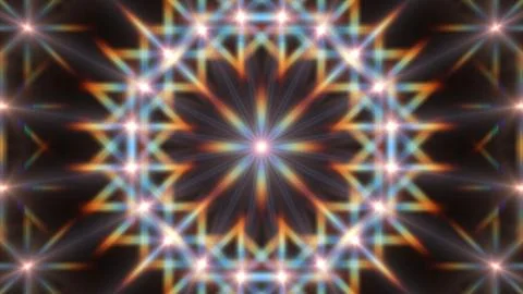 Bright Kaleidoscope Pattern of Symmetrical Colorful Light Streaks in Motion Stock Illustration