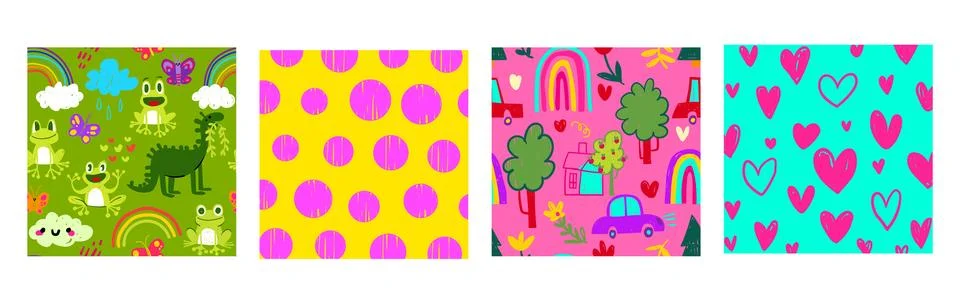 Bright kid rainbow school patterns 스톡 일러스트