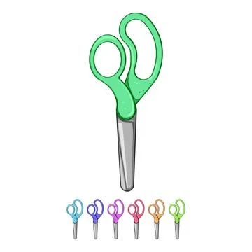 Bright kid scissors cartoon vector graphic Stock Illustration