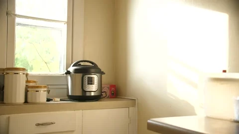 Bright Kitchen Corner with Appliances and Canisters Stock Footage 199503648