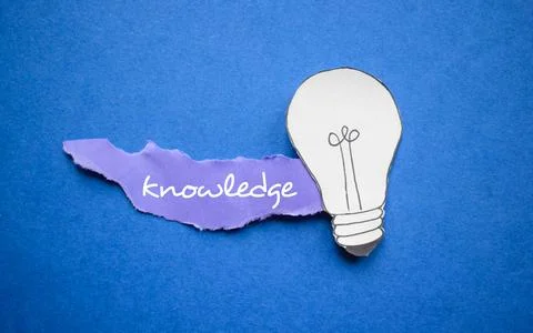Bright Knowledge Idea with Light Bulb and Purple Paper Strip Stock Photos