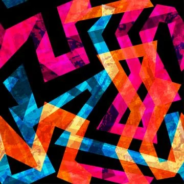 Bright labyrinth seamless pattern with grunge effect Stockillustratie