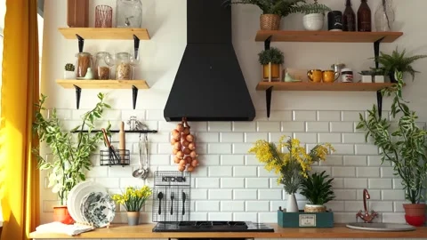 Bright large kitchen 4k interior frames. Moscow Russia 20 July 2021 Stock Footage 167119714