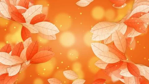 Bright Leaves Bokeh Border with Smooth amber Gradient Flow Backdrop. Stockillustratie