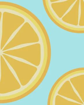 Bright lemon slices float against soft blue sky. 库存插图
