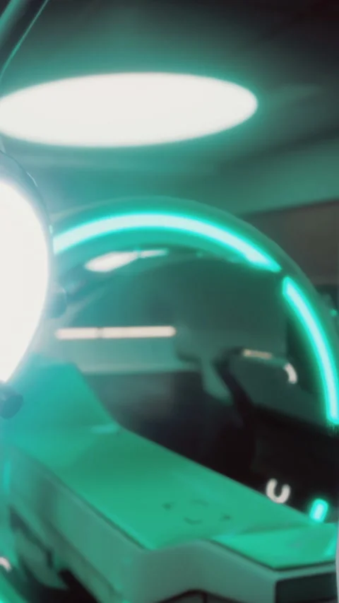 Bright light and ring in a modern space during a tech demonstration event Stock Footage 331368631