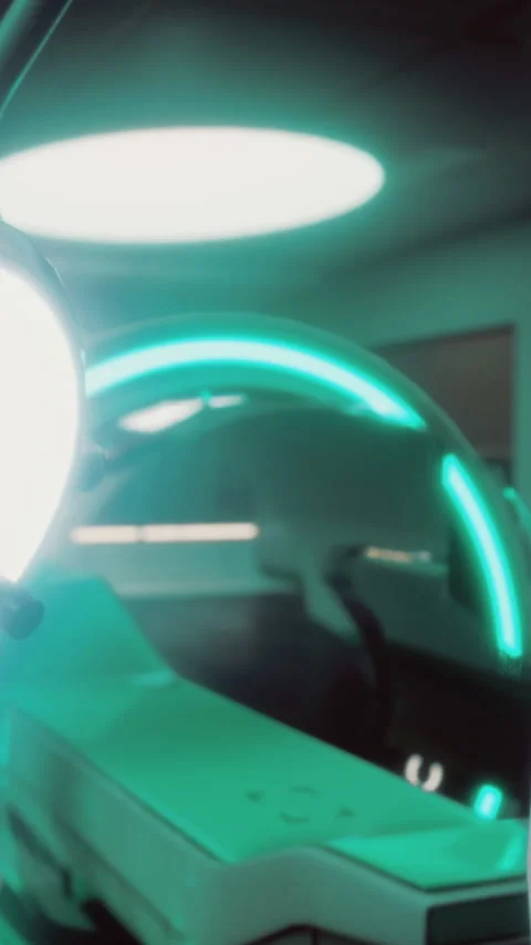 Bright light and ring in a modern space during a tech demonstration event Stock Footage 332208090