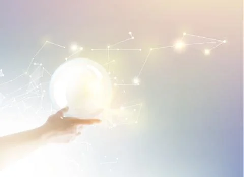 Bright light ball over human hand Stock Illustration