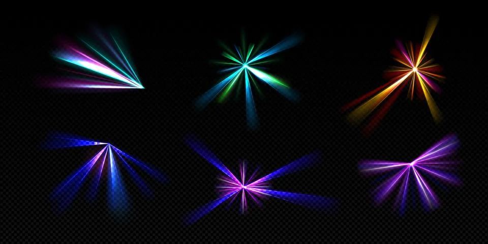 Bright light beams, laser rays, neon glow effect 스톡 일러스트