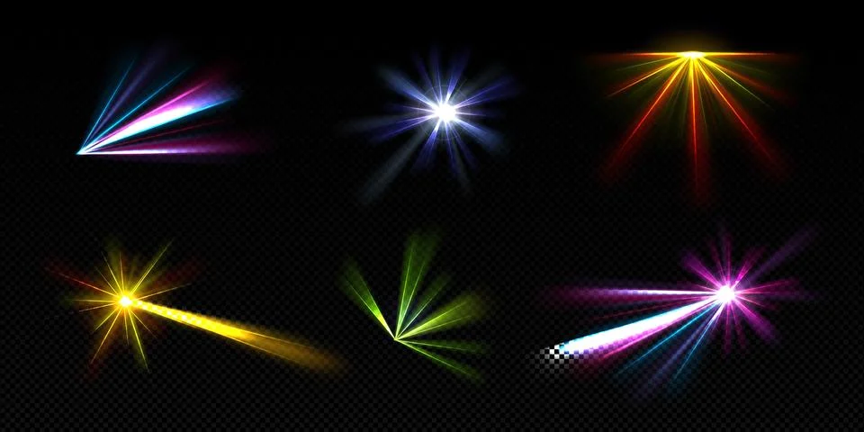 Bright light beams, laser rays, neon glow effect Stock Illustration