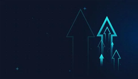 Bright light blue arrows represent upward growth and increasing profitabili.. Stock Illustration