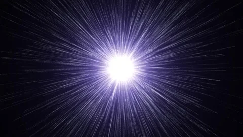 Bright light with blue rays and particles moving on dark background. Can be used Stock Footage 261445518