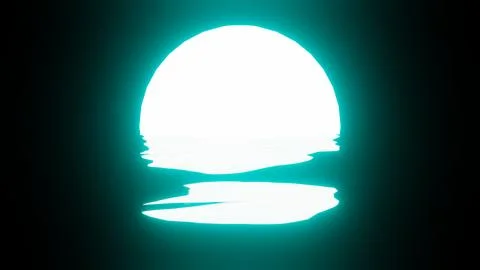 Bright Light Blue Sunset or Moon reflection in water or the ocean on black .. Illustrazione stock