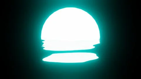 Bright Light Blue Sunset or Moon reflection in water or the ocean on black .. Stock Illustration