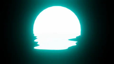 Bright Light Blue Sunset or Moon reflection in water or the ocean on black .. Stock Illustration