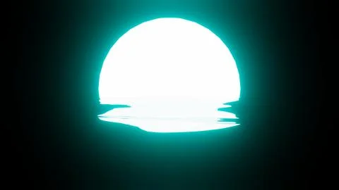 Bright Light Blue Sunset or Moon reflection in water or the ocean on black .. Stock Illustration